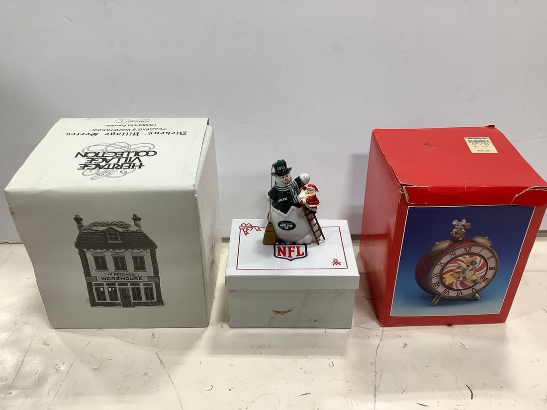 Heritage Village Collection Porcelain 'Fezziwigs Village Series,' NFL 2013 Jets Ornament, and more: Heritage Village Collection Porcelain 'Fezziwigs Village Series,' NFL 2013 Jets Ornament, and more