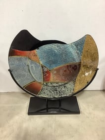 Art Glass Round Vase (17.25in Tall)