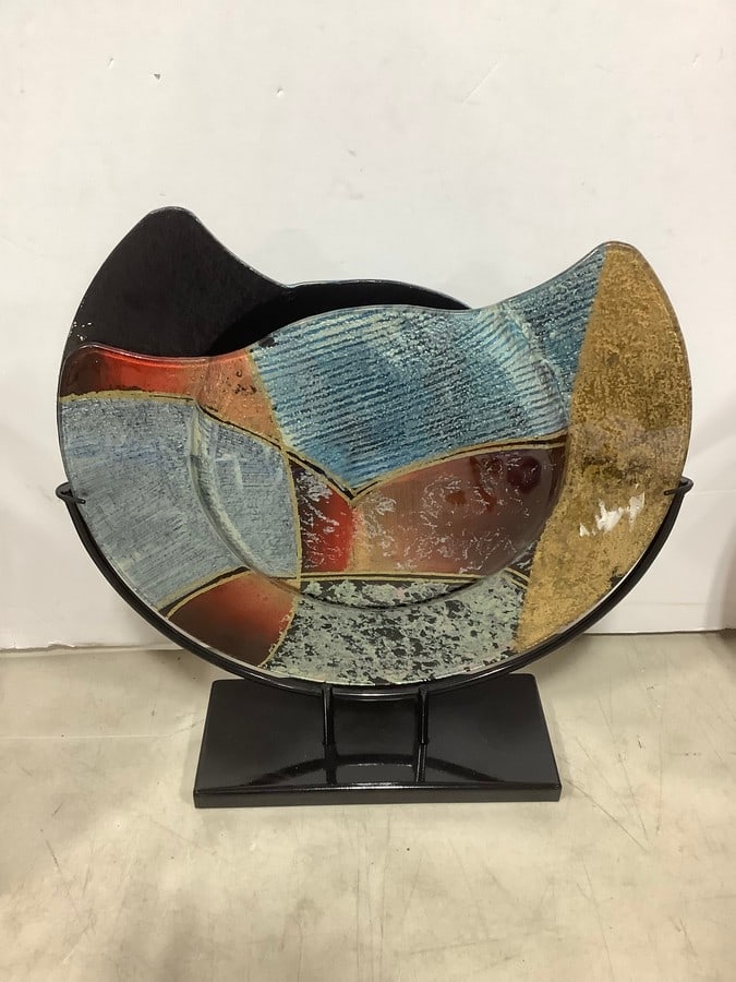 Art Glass Round Vase (17.25in Tall)