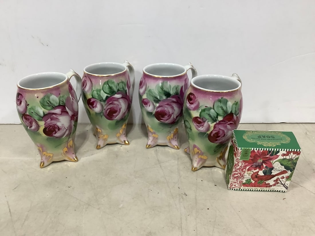 Ceramic Floral Cups (5in Tall) and Sea Butter Soap: Ceramic Floral Cups (5in Tall) and Sea Butter Soap