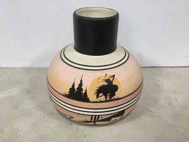 Handpainted Pottery Vase Signed by Ann Navajo (7.5in Tall)