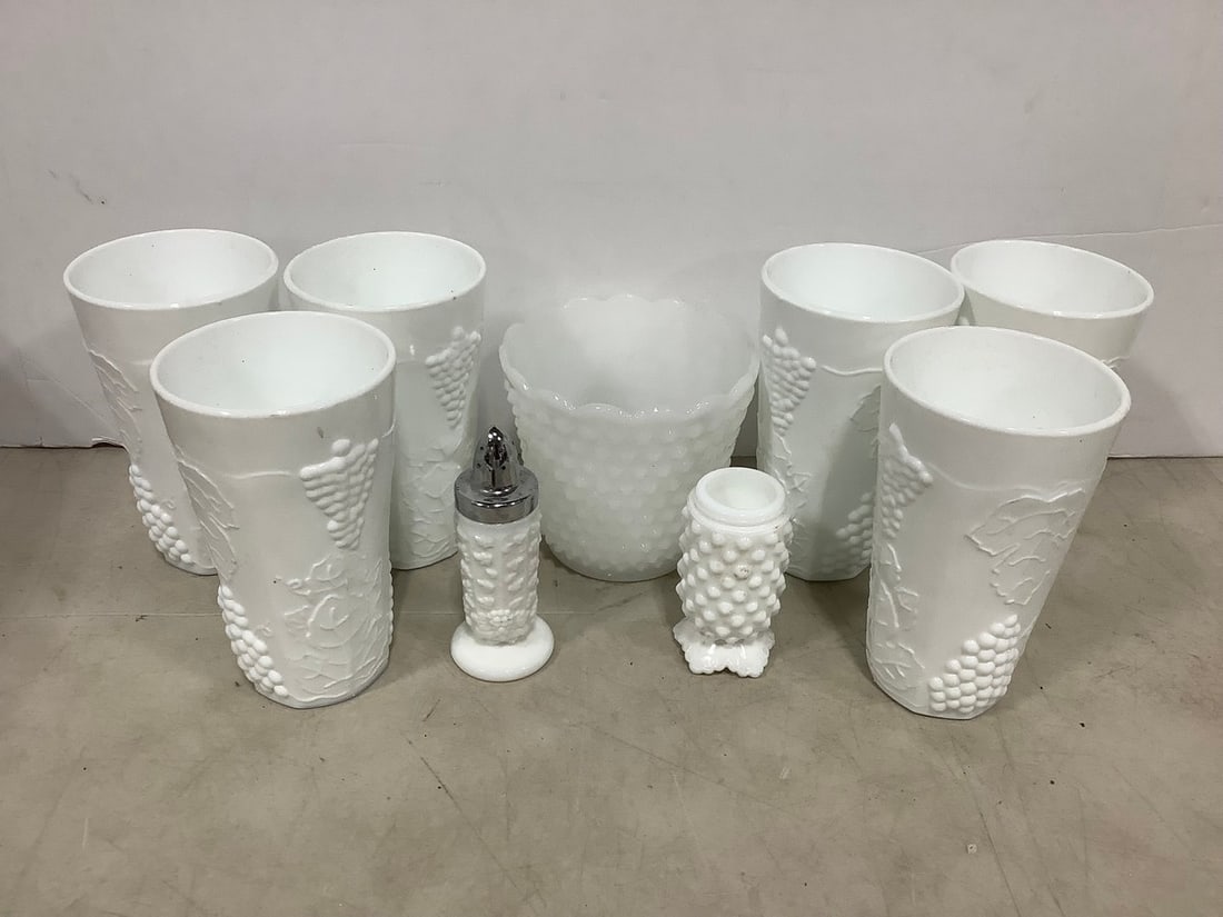 Various Milk Glass (Cups, Salt/Pepper Shaker *one top missing*, etc) Tallest - 6in (1 of 1)