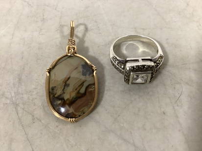 14k Ring and Decorative Pendant: 14k Ring and Decorative