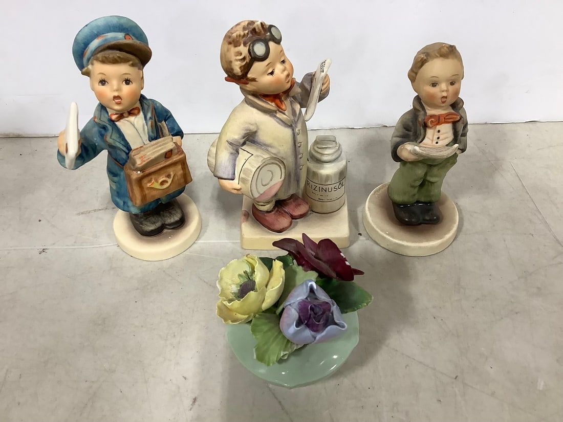 Various Goebel Ceramic Statues and Staffordshire Flower Decor (Tallest - 6in) (1 of 1)