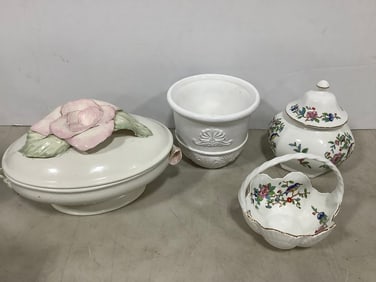 Various Glass Bowls, US Flag Glasses, and Glass Plates (Tallest - 9.25in)