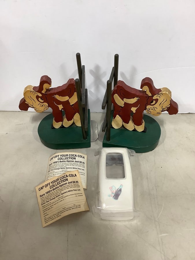 Wooden cow bookends(7.75in.tall) and more: Wooden cow bookends(7.75in.tall) and more