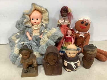 Various Trinkets, Ceramic Plates, Pipes, Wicker Basket (4.5inx10.5inx15.5in), and more
