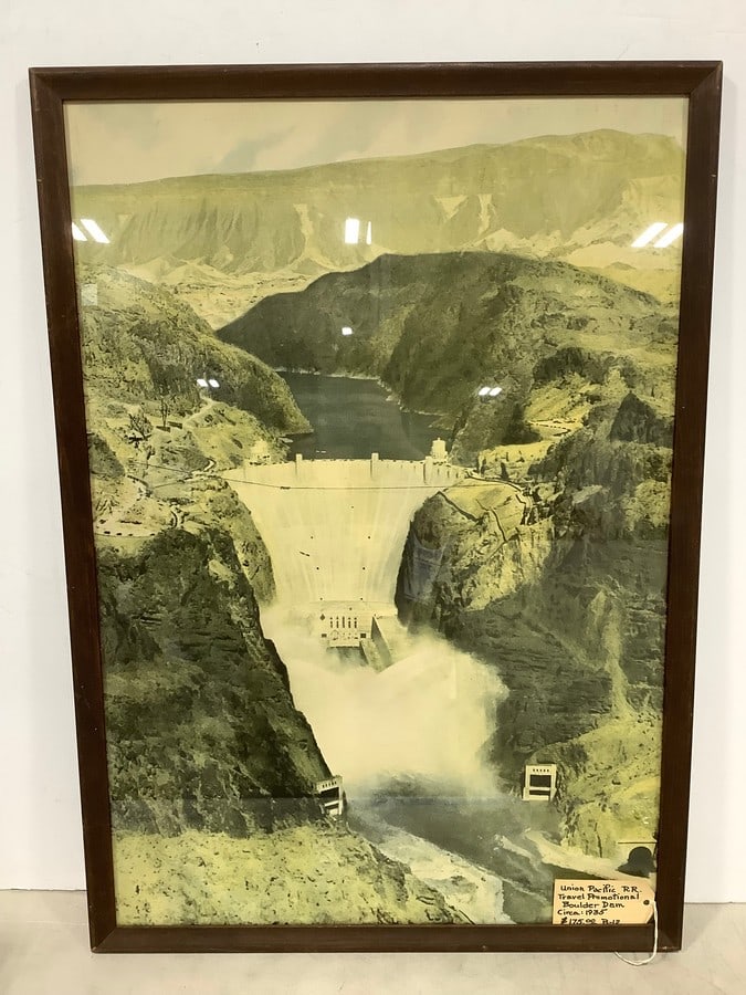 Framed 1935 Union Pacific Railroad Travel Promotional Boulder Dam print(23.5in.x33.5in.) (1 of 1)