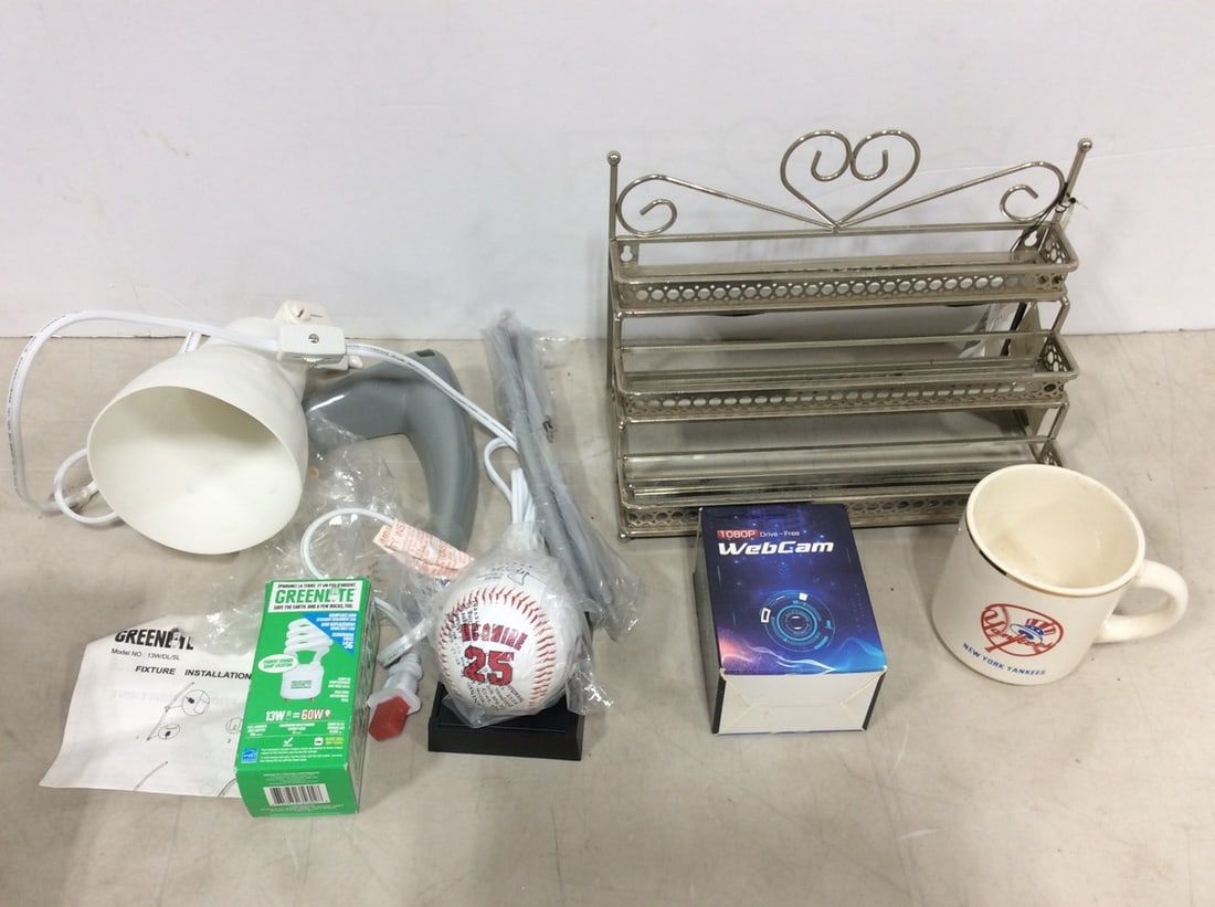Organizer rack, Yankees mug, baseball with stand, and more: Organizer rack, Yankees mug, baseball with stand, and more