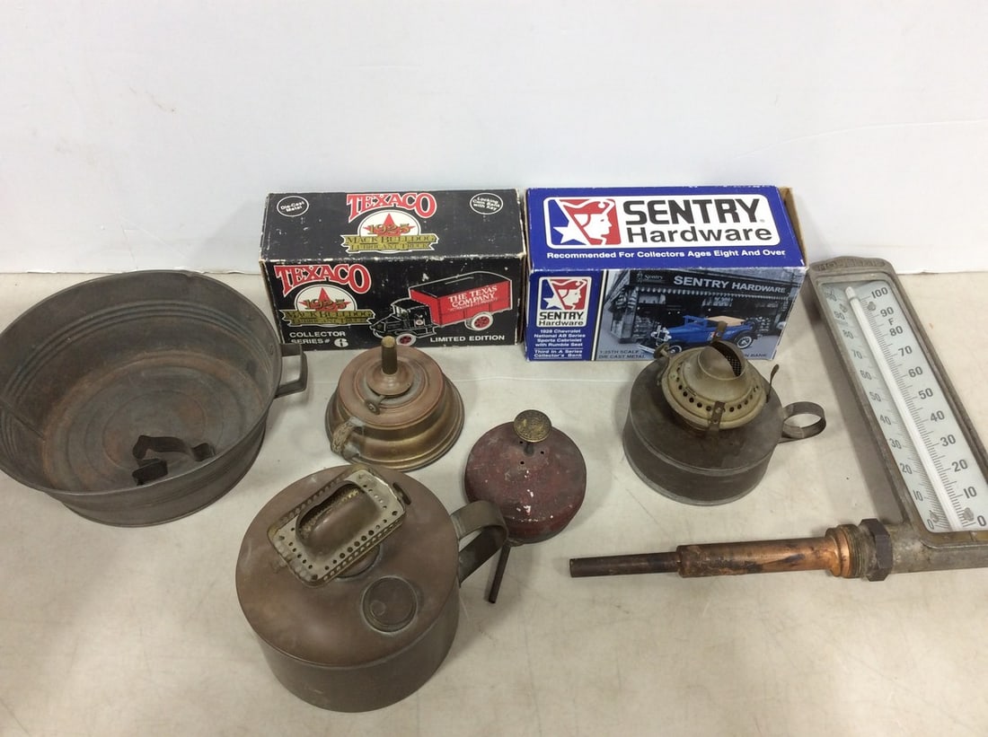 Vintage oil lamps,1925 diecast Texaco metal truck, and more: Vintage oil lamps,1925 diecast Texaco metal truck, and more