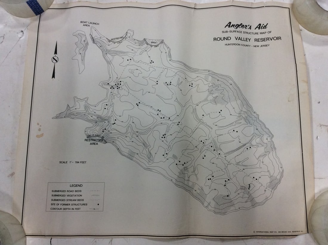 Anglers Aid Map of Round Valley Reservoir (17inx21in): Anglers Aid Map of Round Valley Reservoir (17inx21in)