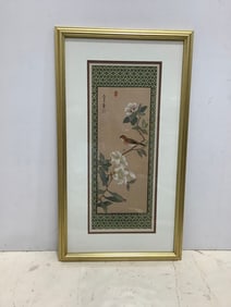 Framed oriental artwork(15.5in.x27.5in.)