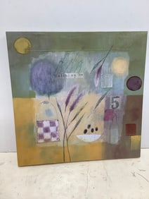 Rearranging Blue canvas artwork by Marti Somers(21in.x22in.)