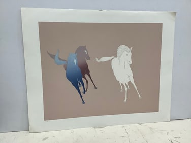 Framed and signed horse theme art print(25in.x32in.-393/475)