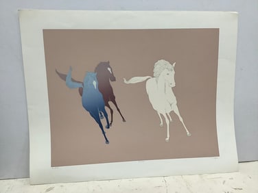Framed and signed horse theme art print(25in.x32in.-391/475)