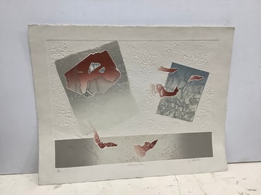 Worlds of Wonder textured artwork signed J. Valentina(22in.x28in.)