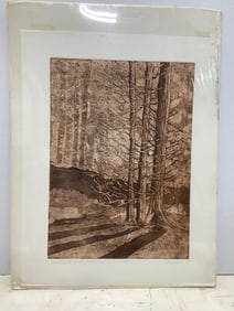 Morning at Cedar Mountain etching and aquatint art print signed DerGara(22in.x27.5in.-386/500)