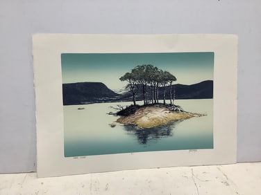 Poet's Island art print signed Yarbrough(15in.x22.5in.)