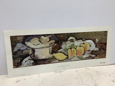 Lemons, Peaches, and Compotier art print by Georges Braque(13in.x32in.)