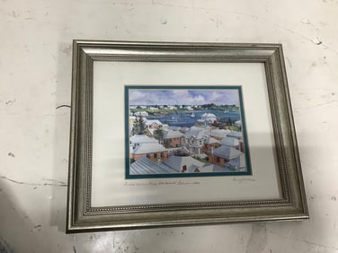 Breeze on the Harbour Bermuda framed art print signed Amy Evans(9.5in.x11.5in.)