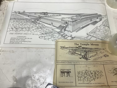 Vintage Jerusalem the Temple Mount drawing and archaeological paperwork(13.5in.x26in.)