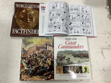 Various Hard-Cover Books (Great Commanders, Great Military Sieges, Peanuts Treasury, etc)