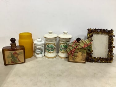 Glass/Ceramic Containers, Decorative Frame, and more (Tallest - 7.75in)