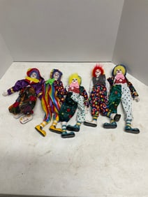 Lot of 5 glass clown figures