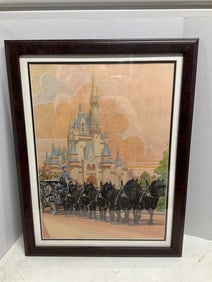 DIsney world Castle with horses canvas print 21 x 28