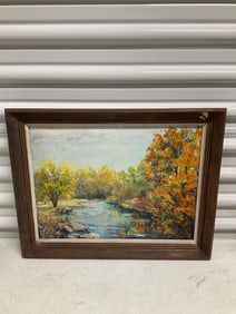 signed Oil painting on board 19x15