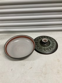 12in handmade ceramic baking dish with lid