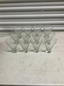 12 stemless glass martini glasses