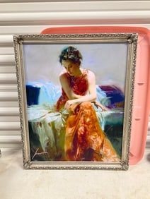 Pino Solace Hand Embellished Signed on canvas italian 209/500 18x22