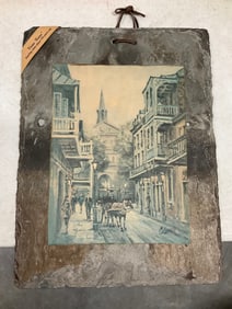 Hand painted artwork on 175 year old roofing slate artist Coleman 12x16