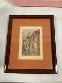 Vintage Etching sketch of Paris signed 10x12