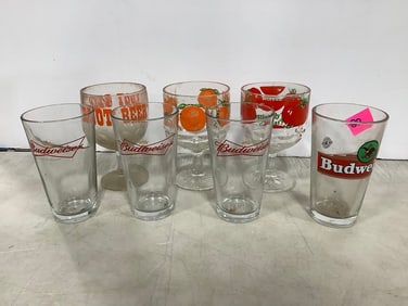 Various Drinking Glasses (Budweiser, and more) Tallest - 6.25in