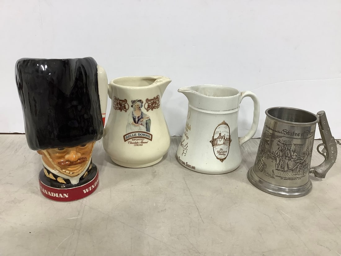 HCW Ceramic Pitcher, William Adams Silver Pewter Cup, Water Whiskey Pitcher (8.5in Tall), and more: HCW Ceramic Pitcher, William Adams Silver Pewter Cup, Water Whiskey Pitcher (8.5in Tall), and more