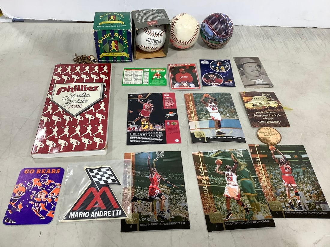 Various Baseballs (one signed), NBA Photographs, Phillies 1986 Media Guide, and more (1 of 1)