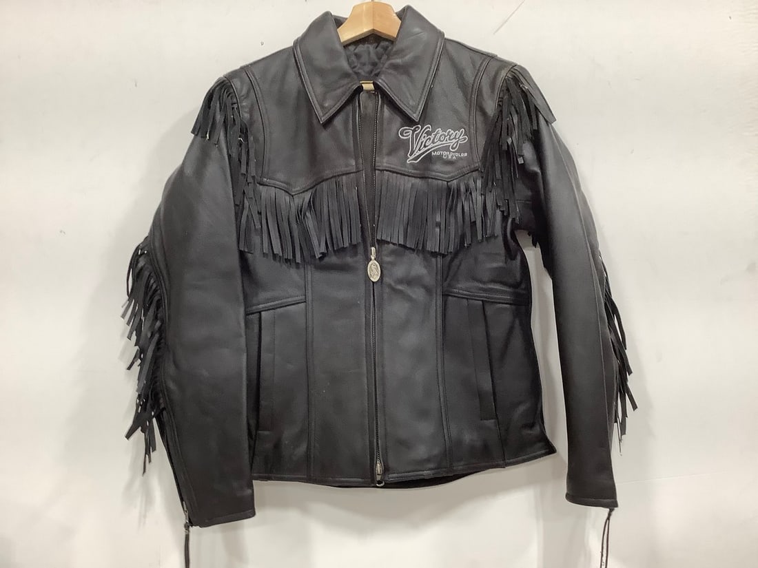 Vintage 80s Black Leather Fringe Jacket (Size: SW) (1 of 1)