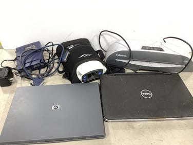 Laptops(HP/Dell)Fellowes fax/printer machine