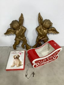 Angel wall hanging decor, sled ceramic, and more(13in.tallest)