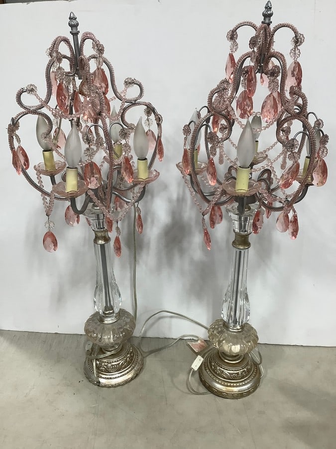 MCM Pink Glass Table Lamps (34in Tall) (1 of 1)
