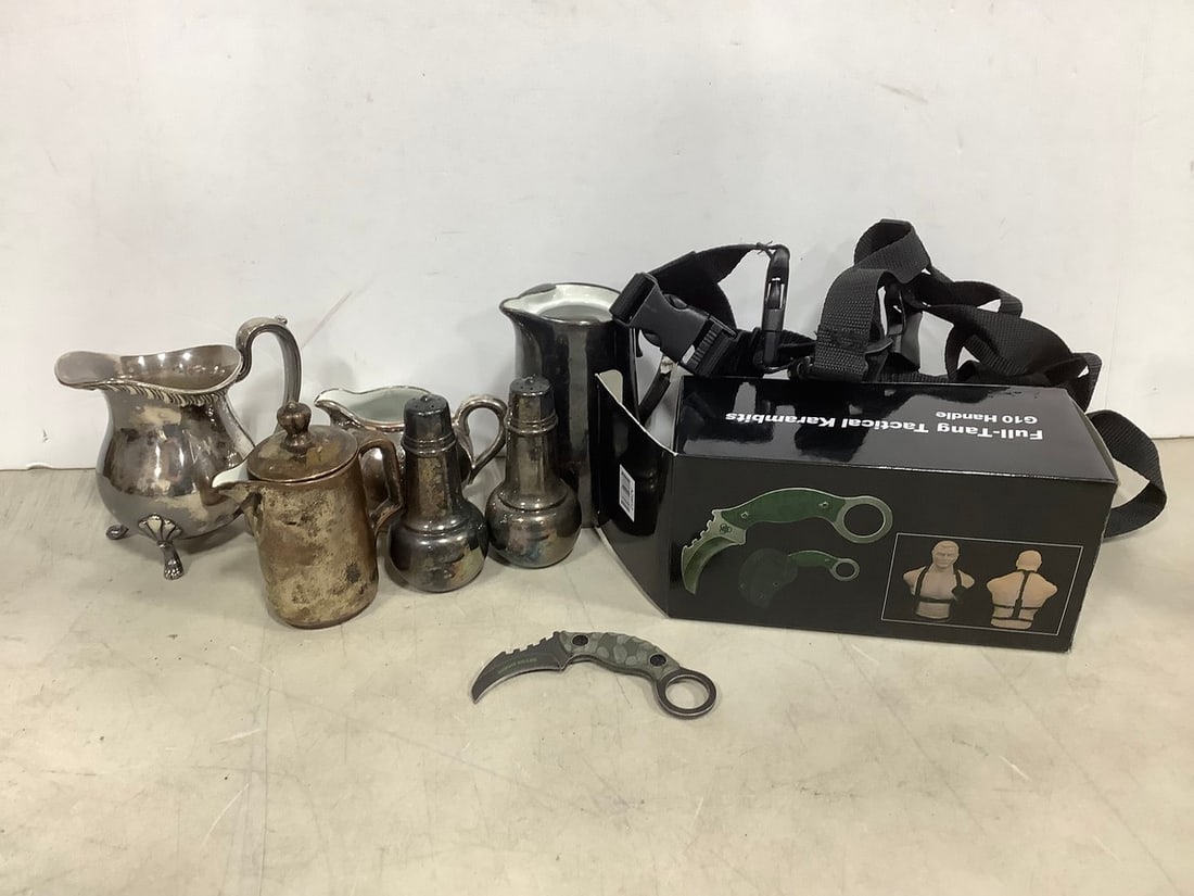 Vintage Silver Plated Pitchers (Tallest - 5in), Full-Tang Tactical Karambits - G10 Handle and more (1 of 1)