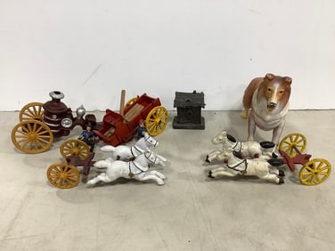 Vintage Metal Horse and Carriage Toys, and more