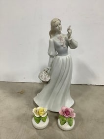 Porcleain statue(12in.tall) and Alison floral bone china floral shakers