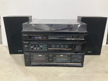 Panasonic Synthesizer, Amplfier, and Cassette Deck with Speakers