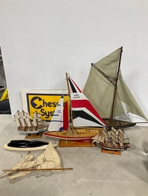 Train System Sign, and Various Boat Decor (Tallest - 25in)