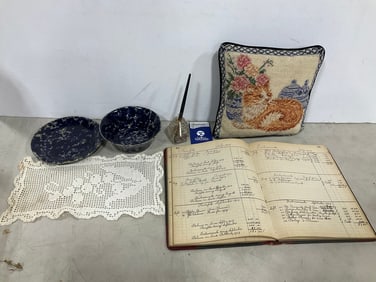 Vintage receipt book, Bennington Potters bowl/plate, and more