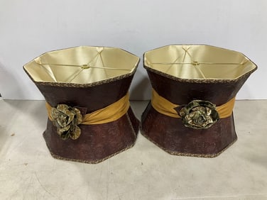 Set of 2 faux leather lampshades