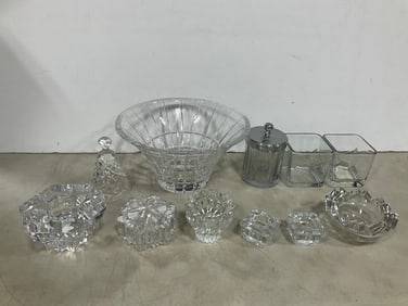 Various Clear/Crystal Glass - Bowls, Candle Holders, Jars, and more (Tallest - 5.25in)